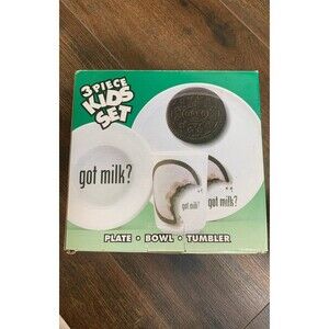 Vintage Oreo Cookie "Got Milk" Dinner Plate Cup Bowl 3 PC Set NEW Kids Plastic